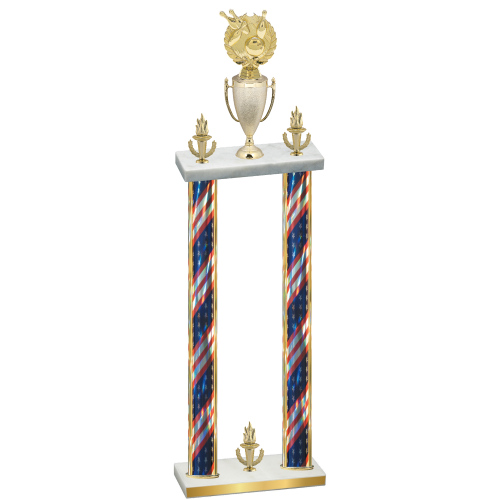 Double Flag USA Victory Bowling Trophy