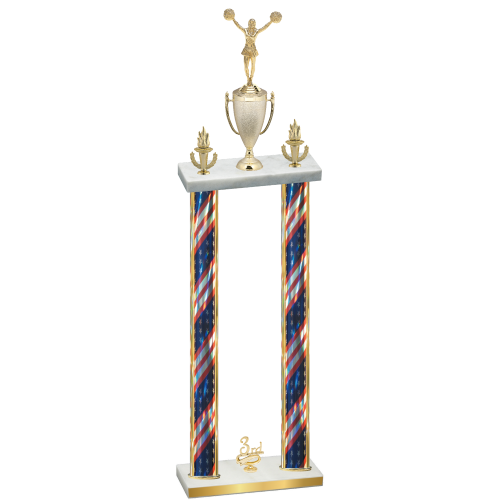 Double Flag USA Third Place Cheerleading Trophy