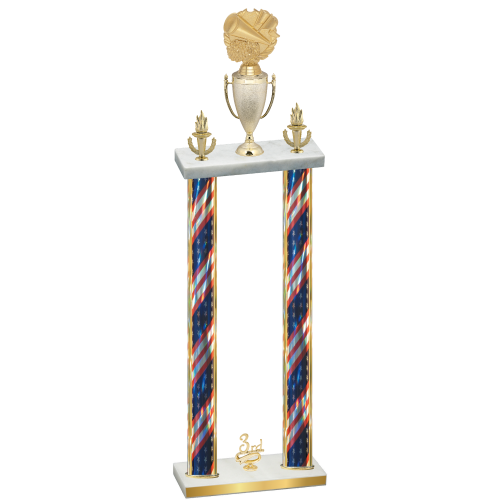 Double Flag USA Third Place Cheerleading Trophy