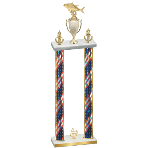 Double Flag USA Fourth Place Fishing Trophy