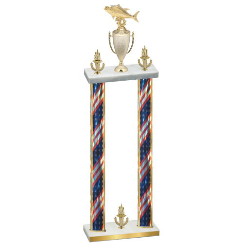Double Flag USA Victory Fishing Trophy