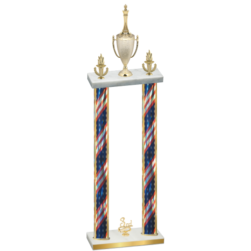 Double Flag USA Third Place Chess Trophy