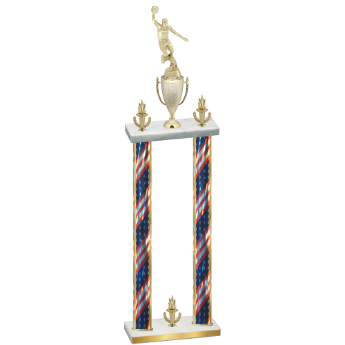 Double Flag USA Victory Basketball Trophy
