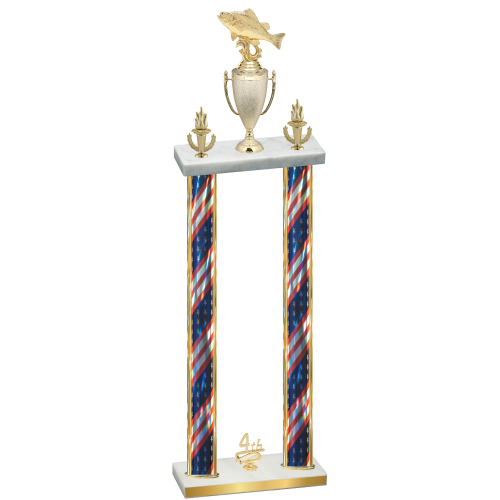 Double Flag USA Fourth Place Fishing Trophy