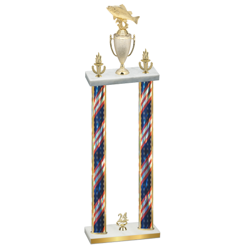 Double Flag USA Year Fishing Trophy