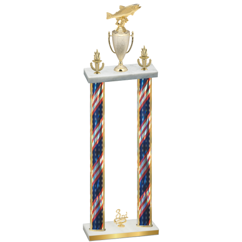 Double Flag USA Third Place Fishing Trophy