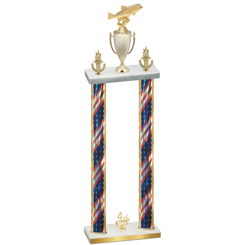 Double Flag USA Fourth Place Fishing Trophy