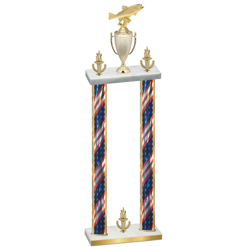 Double Flag USA Victory Fishing Trophy