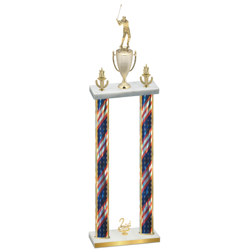 Double Flag USA Second Place Golf Trophy