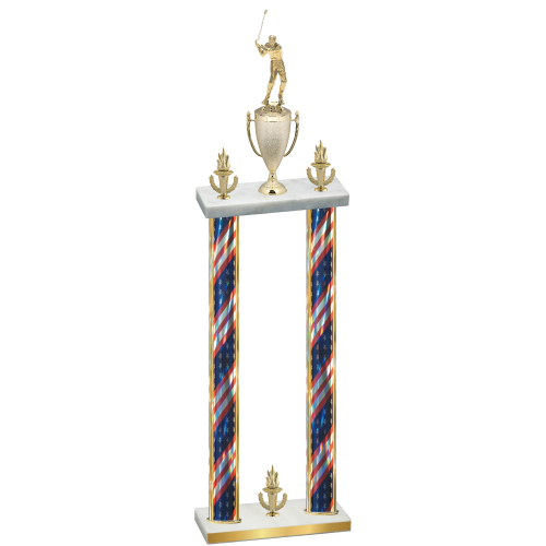 Double Flag USA Victory Golf Trophy