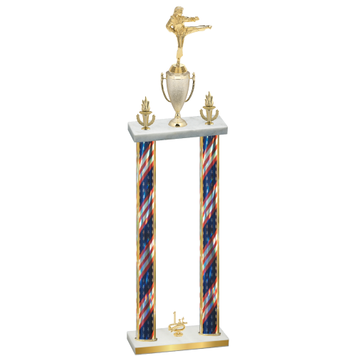 Double Flag USA First Place Karate Trophy