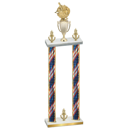 Double Flag USA Victory Baseball Trophy