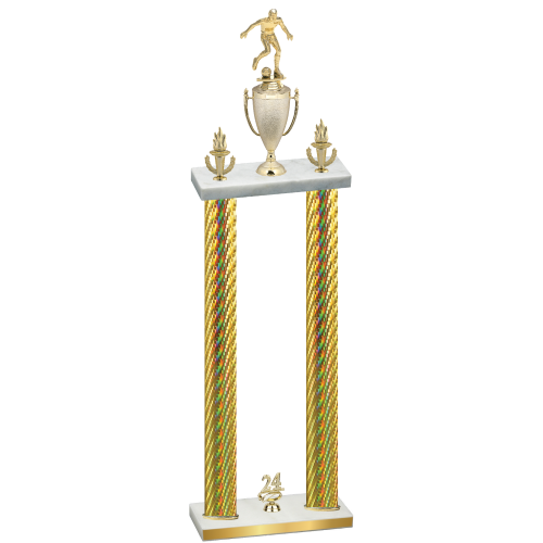 Double Gold Carbon Fiber Year Soccer Trophy
