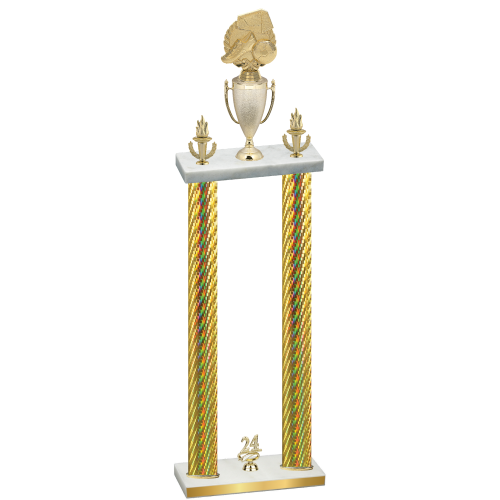 Double Gold Carbon Fiber Year Soccer Trophy