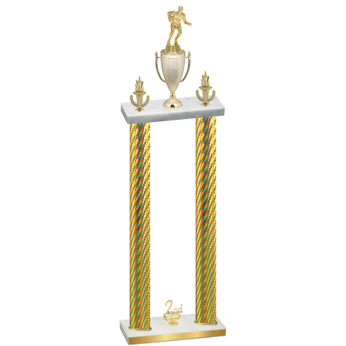 Double Gold Carbon Fiber Second Place Rugby Trophy