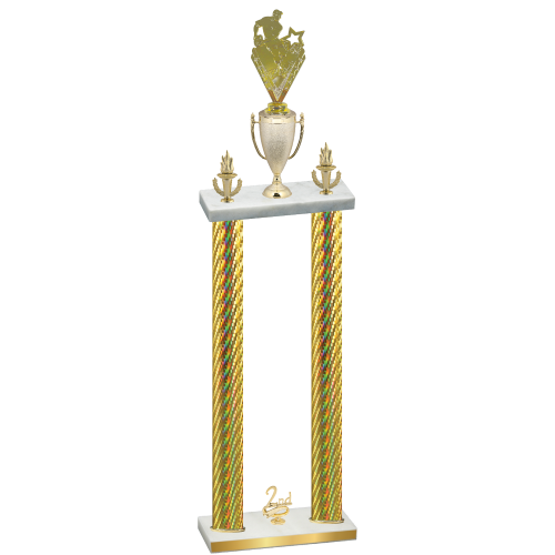 Double Gold Carbon Fiber Second Place Rugby Trophy