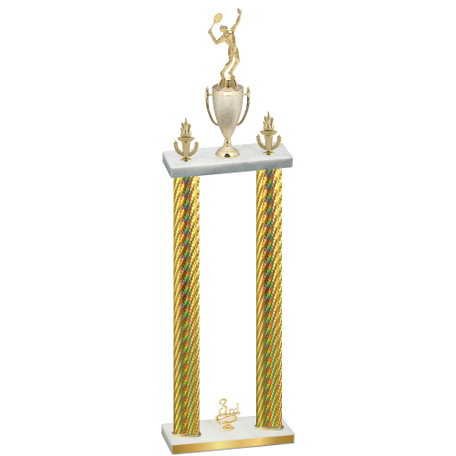 Double Gold Carbon Fiber Third Place Tennis Trophy