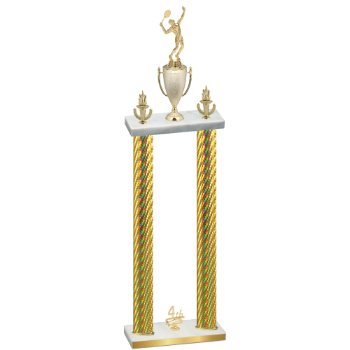 Double Gold Carbon Fiber Fourth Place Tennis Trophy