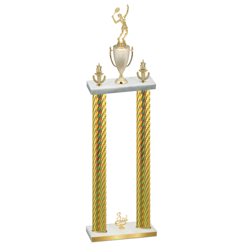 Double Gold Carbon Fiber Third Place Tennis Trophy