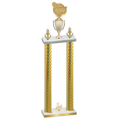 Double Gold Carbon Fiber Third Place Tennis Trophy