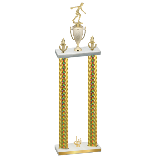 Double Gold Carbon Fiber First Place Bowling Trophy