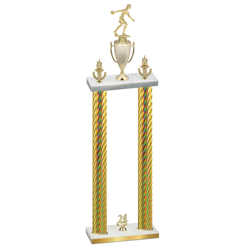 Double Gold Carbon Fiber Year Bowling Trophy