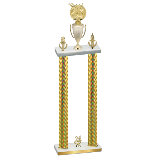Double Gold Carbon Fiber Year Bowling Trophy