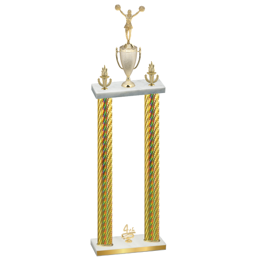 Double Gold Carbon Fiber Fourth Place Cheerleading Trophy