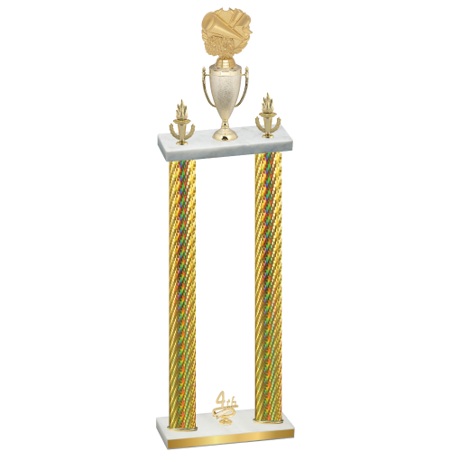 Double Gold Carbon Fiber Fourth Place Cheerleading Trophy