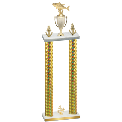 Double Gold Carbon Fiber Fourth Place Fishing Trophy