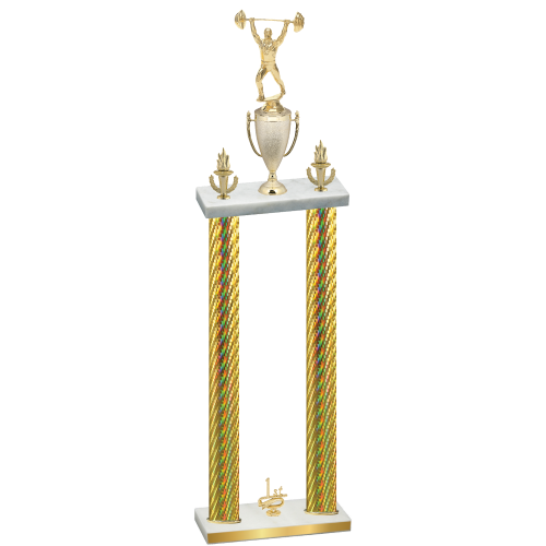 Double Gold Carbon Fiber First Place Weights Trophy