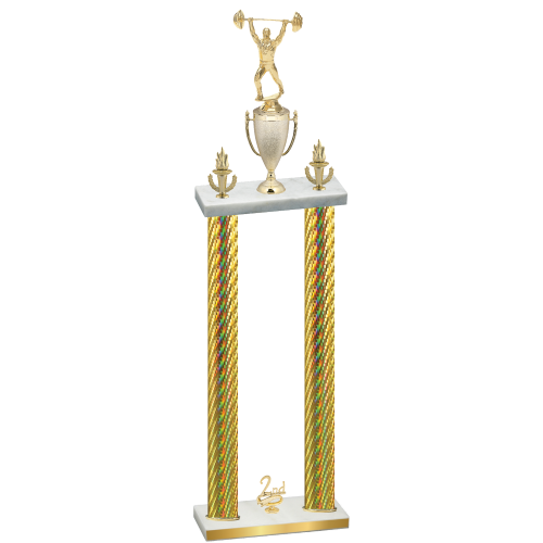 Double Gold Carbon Fiber Second Place Weights Trophy