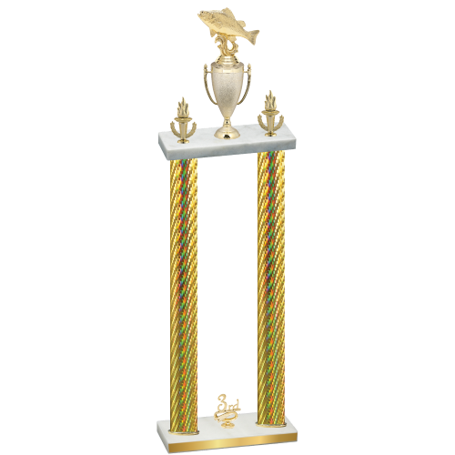 Double Gold Carbon Fiber Third Place Fishing Trophy