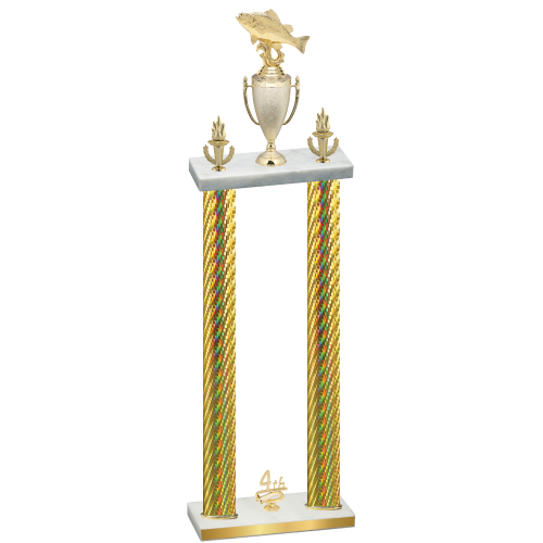 Double Gold Carbon Fiber Fourth Place Fishing Trophy