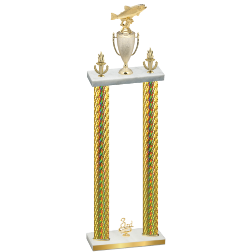 Double Gold Carbon Fiber Third Place Fishing Trophy