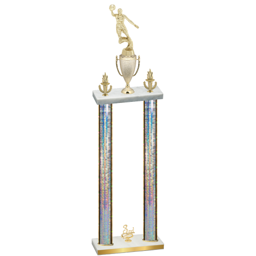 Double Silver Glacier Third Place Basketball Trophy