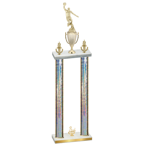 Double Silver Glacier Third Place Basketball Trophy