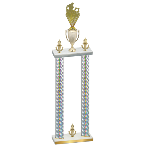 Double Silver Carbon Fiber Victory Rugby Trophy