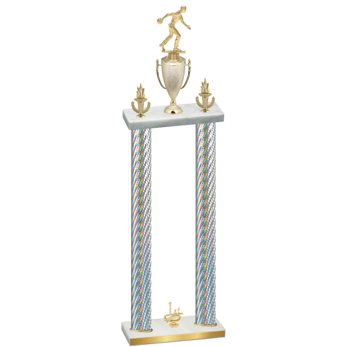 Double Silver Carbon Fiber First Place Bowling Trophy