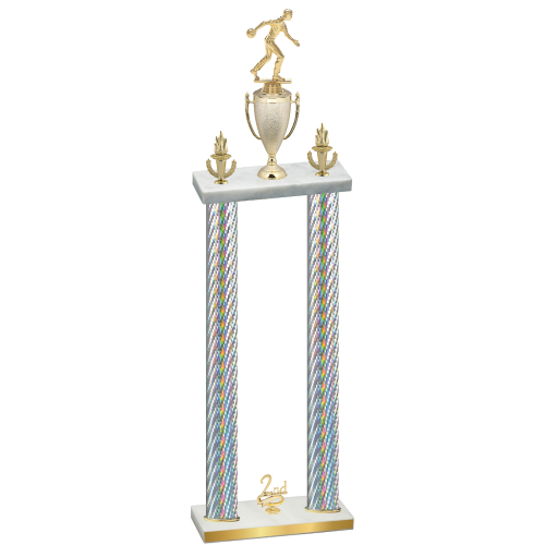 Double Silver Carbon Fiber Second Place Bowling Trophy