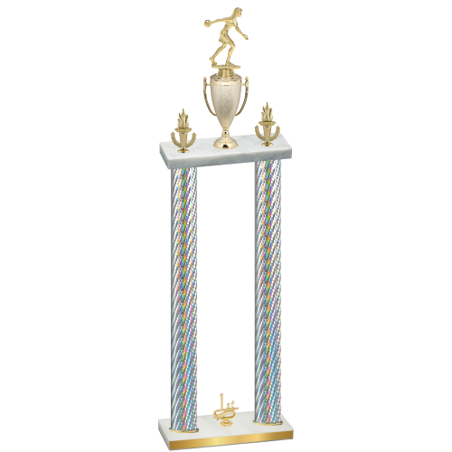 Double Silver Carbon Fiber First Place Bowling Trophy