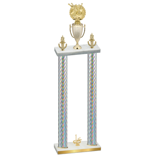 Double Silver Carbon Fiber First Place Bowling Trophy