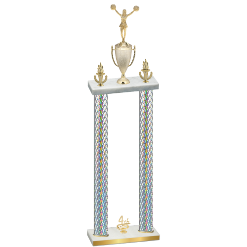 Double Silver Carbon Fiber Fourth Place Cheerleading Trophy