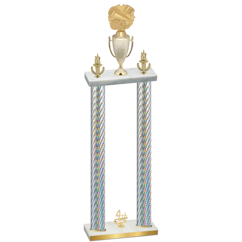 Double Silver Carbon Fiber Fourth Place Cheerleading Trophy