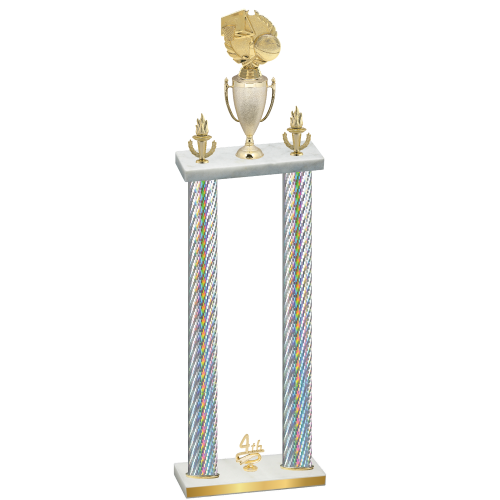 Double Silver Carbon Fiber Fourth Place Basketball Trophy