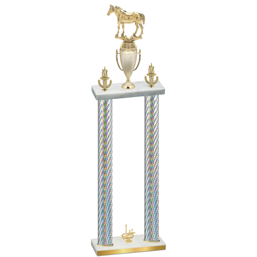 Double Silver Carbon Fiber First Place Horses Trophy