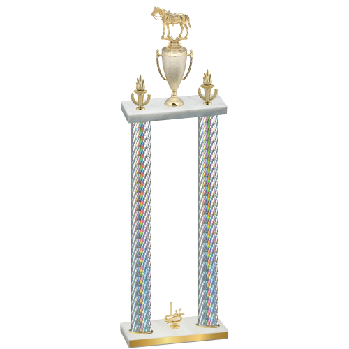 Double Silver Carbon Fiber First Place Horses Trophy