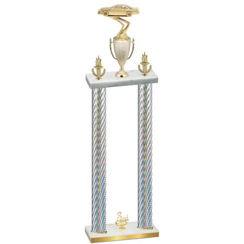Double Silver Carbon Fiber Third Place Cars Trophy