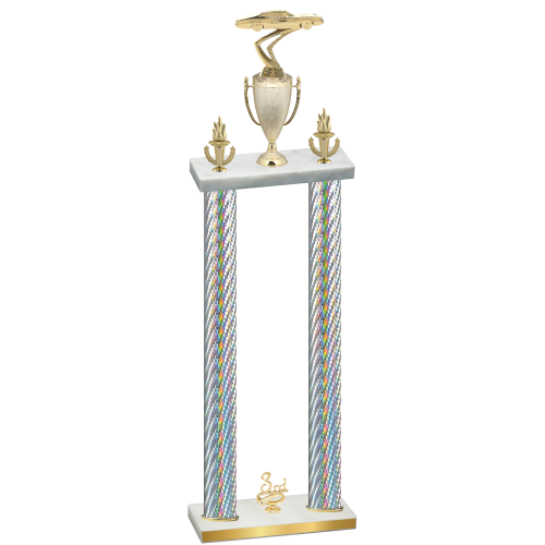 Double Silver Carbon Fiber Third Place Cars Trophy