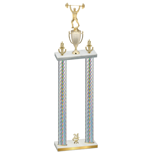 Double Silver Carbon Fiber Year Weights Trophy